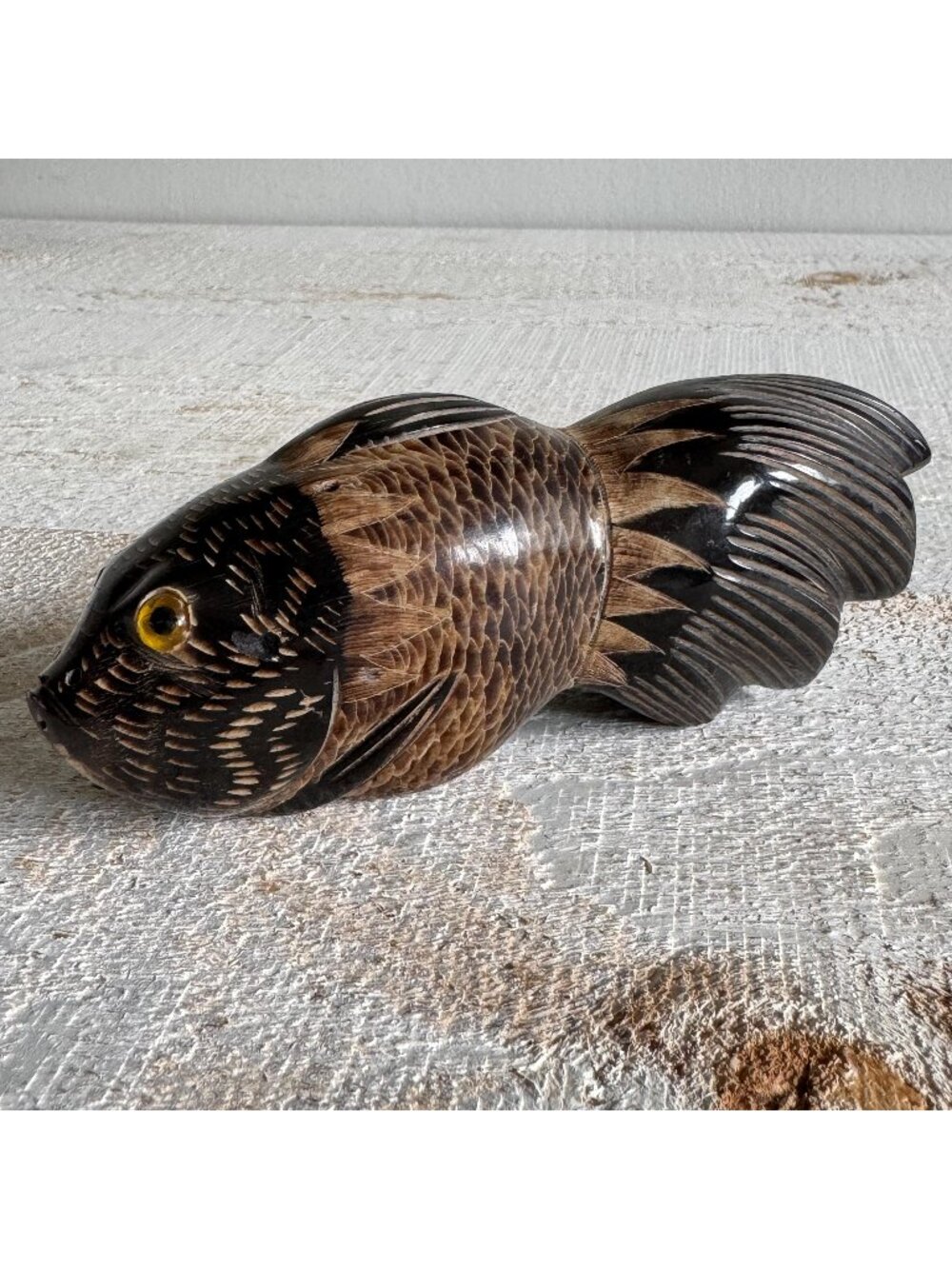 Vintage Fish Figurine - Carved Fish Decor - Made in Thailand